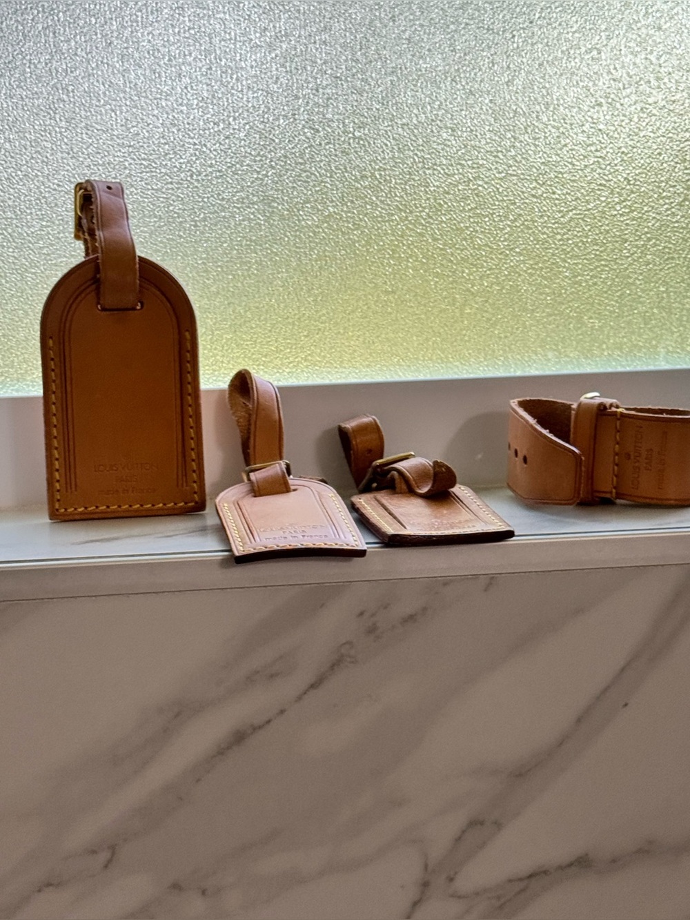 Louis Vuitton Tan Vachetta Leather Luggage Tags with Pinot